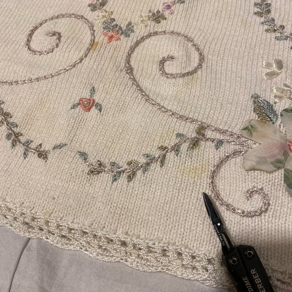 Vintage Collen's Collectables Women's Floral Knit Sweater W/ Shoulder Pads - L - Picture 5 of 12